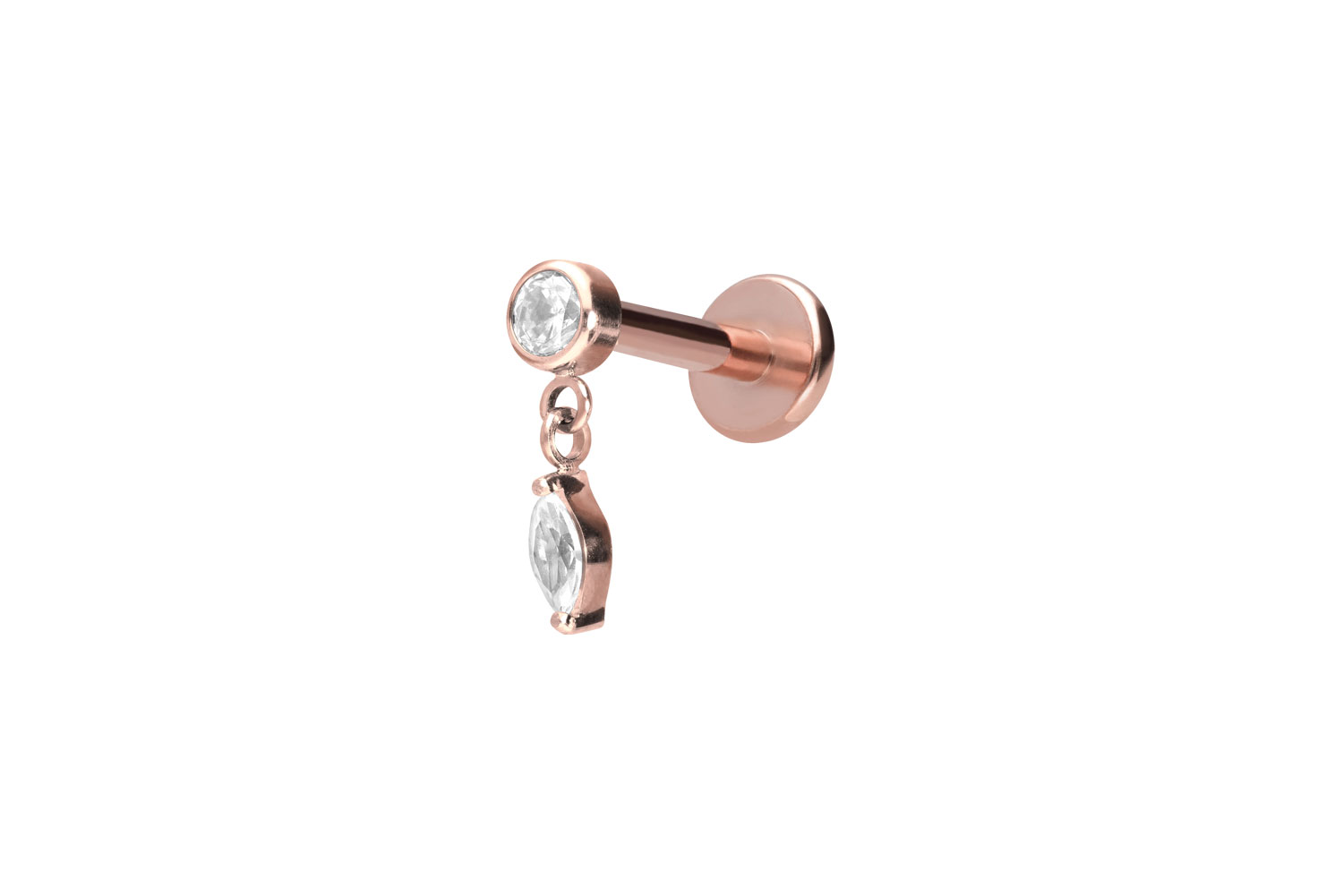 Titan Labret Piercing mit Innengewinde KRISTALL + KRISTALLTROPFEN